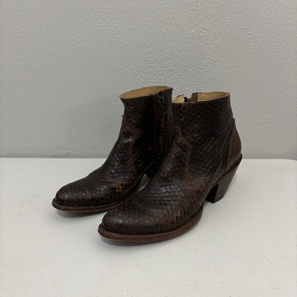 Idyllwind  Miranda Lambert  Brown Western Snake Leather Booties Boots Size 6.5 - Picture 1 of 9
